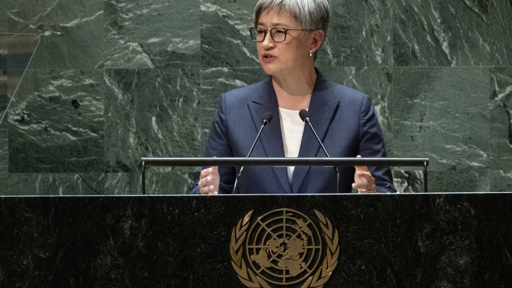 Australia Minister for Foreign Affairs Penny Wong addresses the 78th session of the United Nations General Assembly at United Nations headquarters, September 22, 2023. 