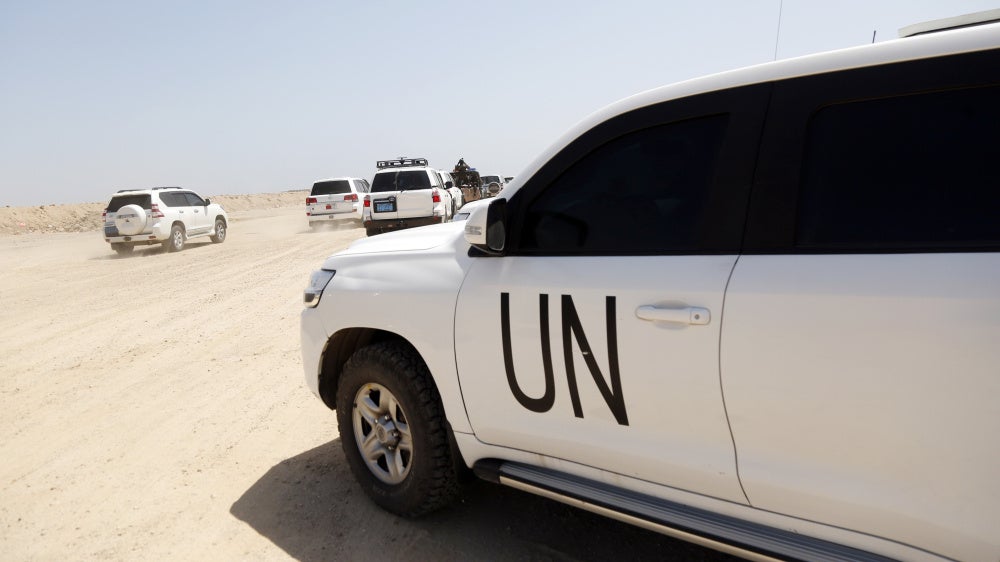 A United Nations team visits with officials of Yemen's Supervisory Committee in Al Hudaydah province, Yemen.