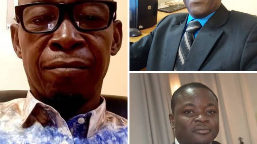 The journalists Omar Kane, left, Ibro Chaibou, top right, and Youssouf Seriba, bottom right.