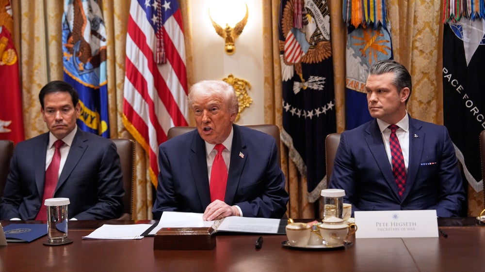 President Donald Trump speaks during a Cabinet meeting