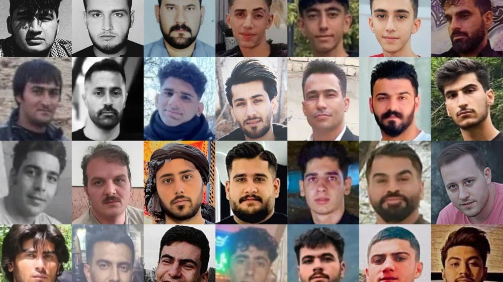 Pictures of 28 people killed by Iranian security forces between December 31, 2025 and January 3, 2026 during crackdowns against protesters in Iran. 