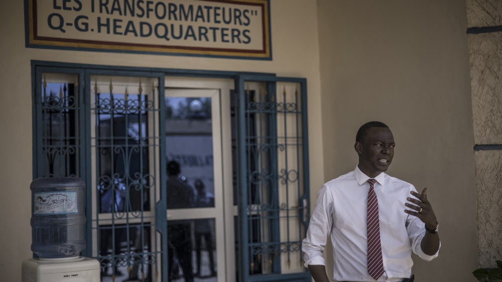 Succes Masra, president of the Chadian opposition party Les Transformateurs, outside the party headquarters in N'Djamena, April 8, 2021. 