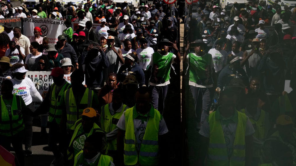 An anti-immigration protest in Johannesburg, South Africa, on April 29, 2026.