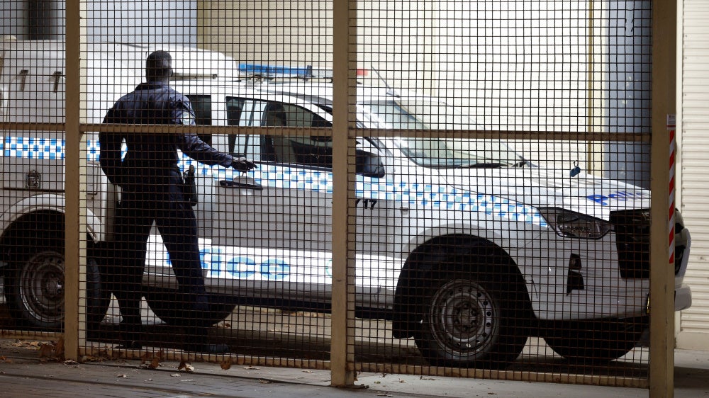A police van with one of the Australian women allegedly linked to the Islamic State at the Mascot Police Station in Sydney on May 7, 2026.