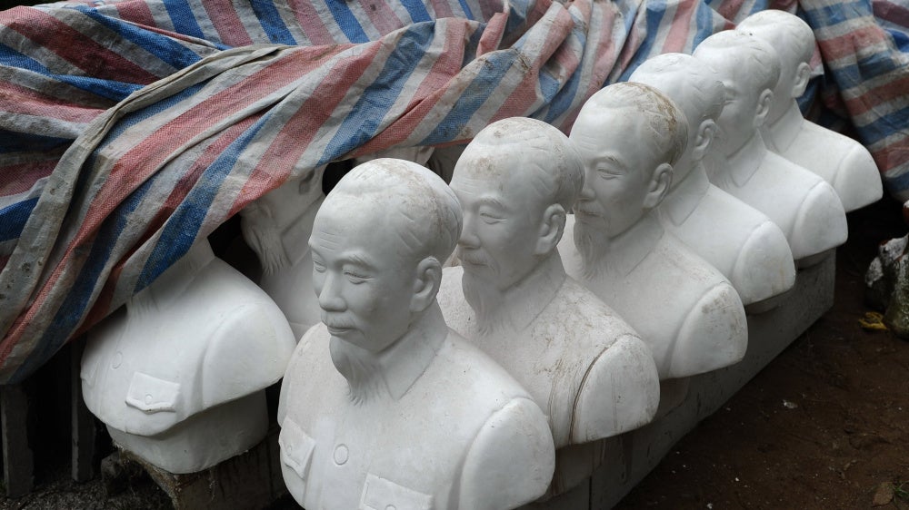 Busts of late Vietnamese president Ho Chi Minh, in Hanoi, May 7, 2013. 