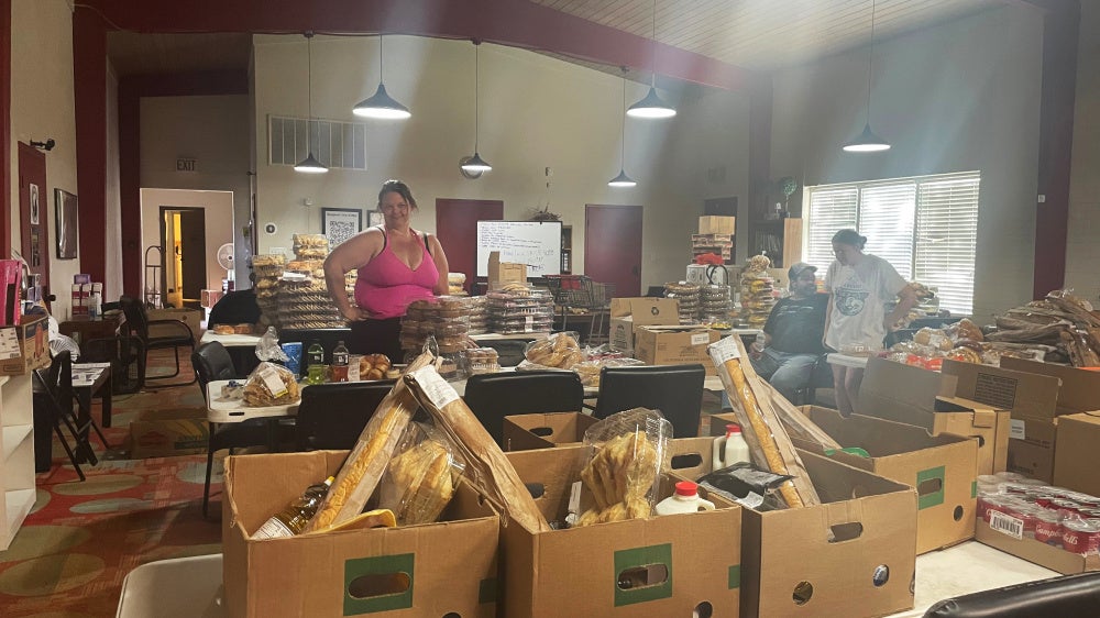 Teresa Burnett on distribution day at the pantry in Amarillo, Texas.