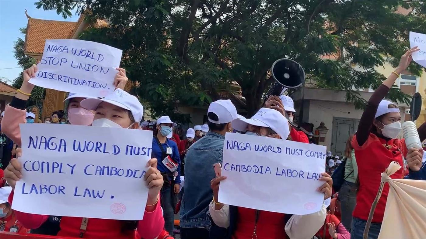 NagaWorld Workers on strike in Phnom Penh, Cambodia