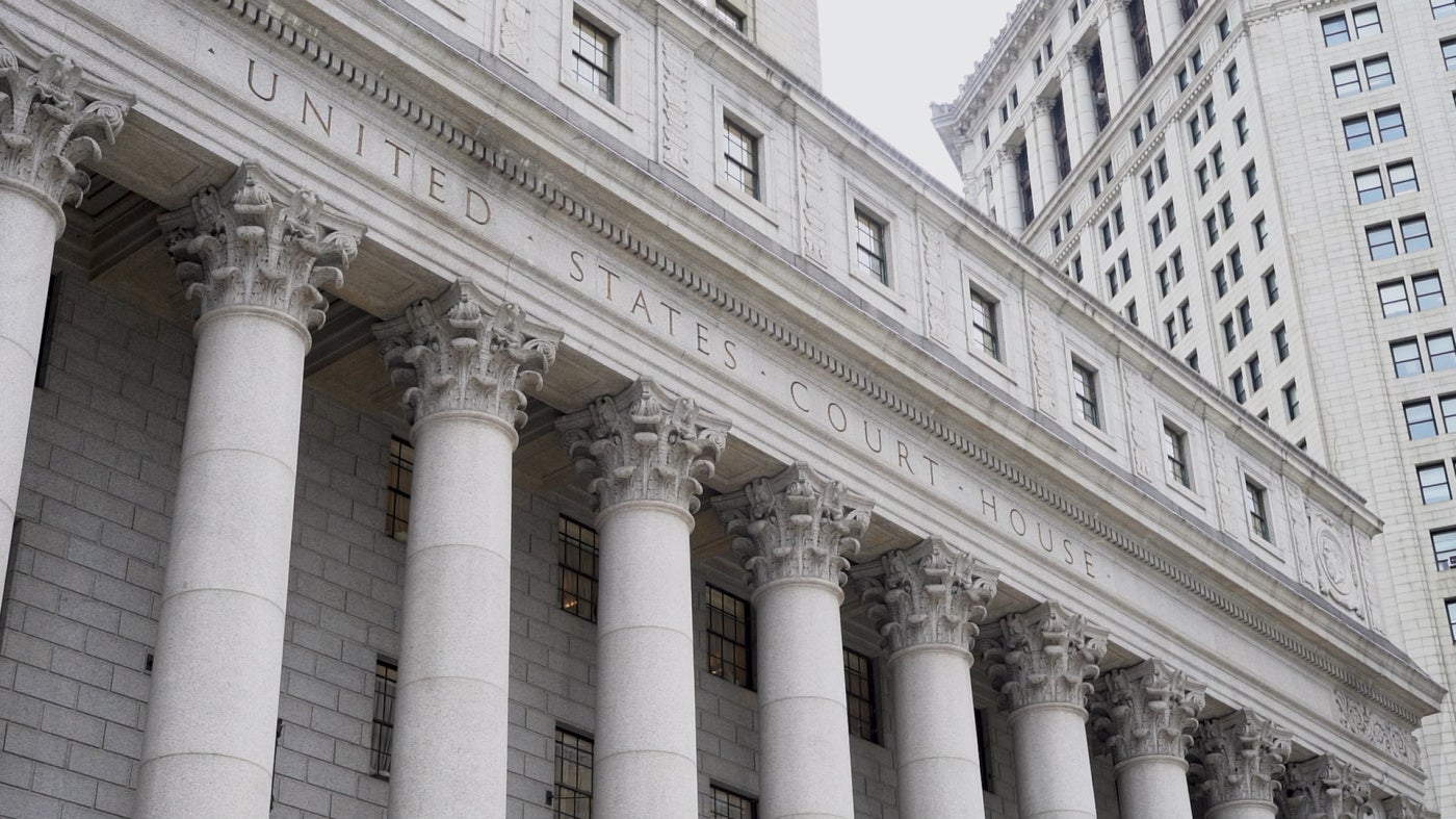 Thurgood Marshall United States Federal Courthouse building in lower Manhattan, New York City.