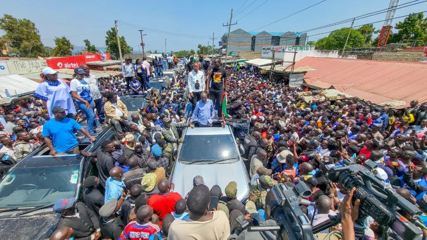 Opposition politician Edwin Sifuna speaks during a rally in Nyandiwo, Homa Bay county, Kenya, on August 16, 2026.
