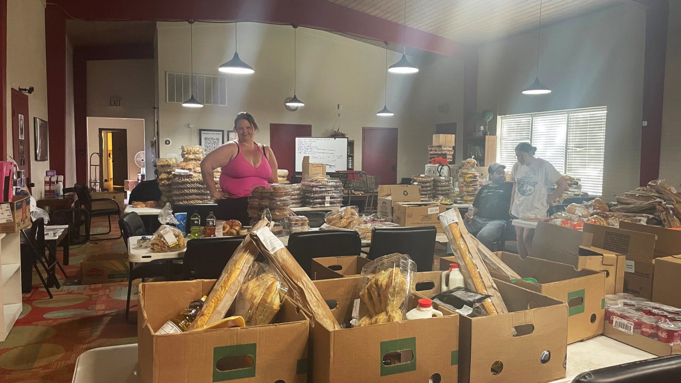 Teresa Burnett on distribution day at the pantry in Amarillo, Texas.
