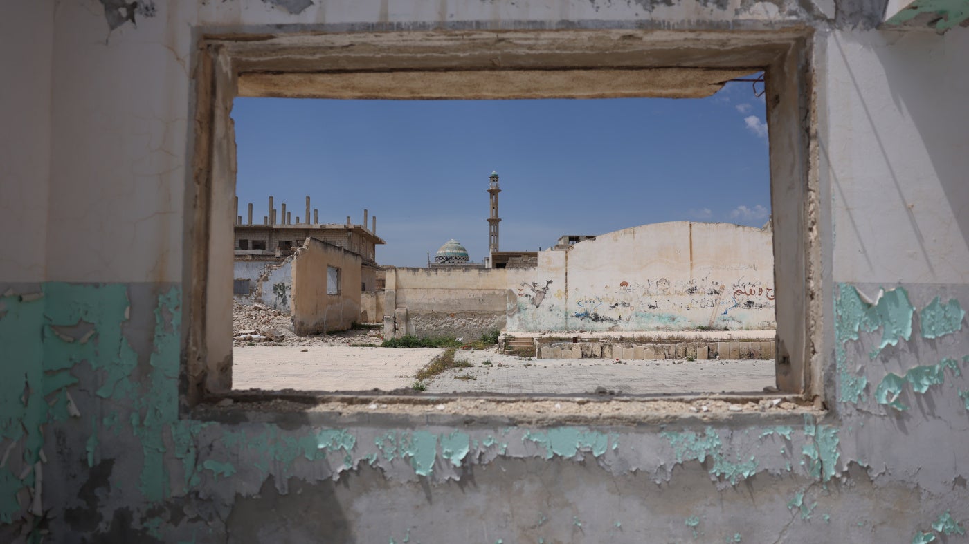 A destroyed school in Ghadfa village, Idlib countryside, Syria.