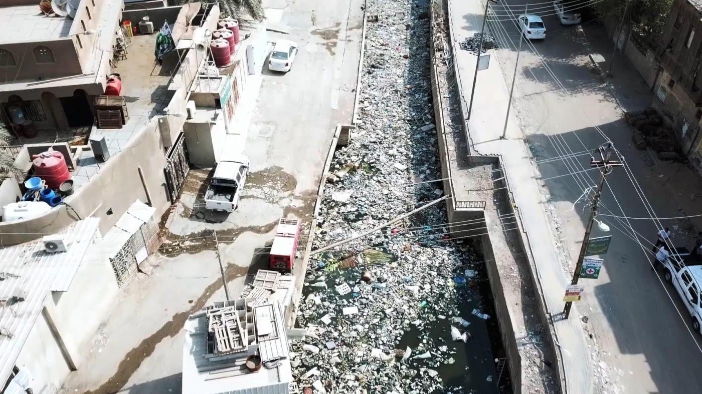 Trash build up in Basra's river