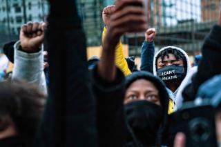 Protesters at a rally in Minneapolis call for justice for George Floyd