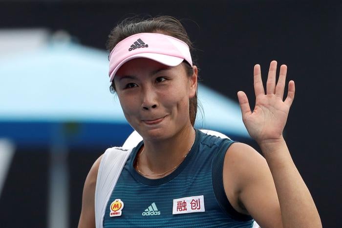 Peng Shuai waves at the Australian Open tennis championships in Melbourne, Australia on January 15, 2019.&nbsp;