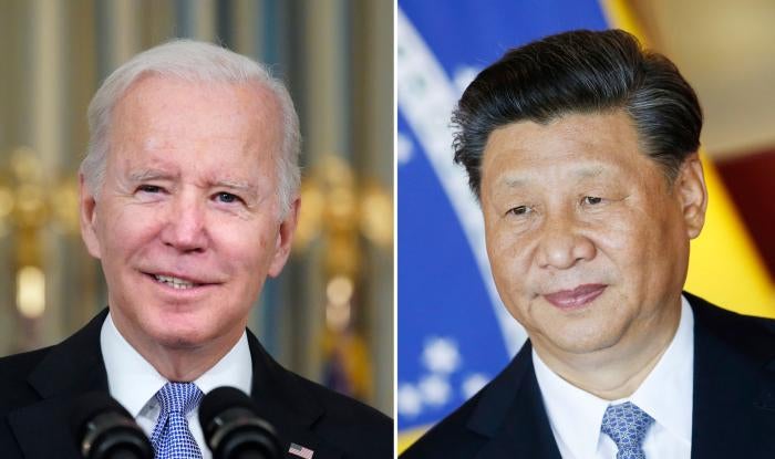 This combination image shows US President Joe Biden and China's President Xi Jinping&nbsp;