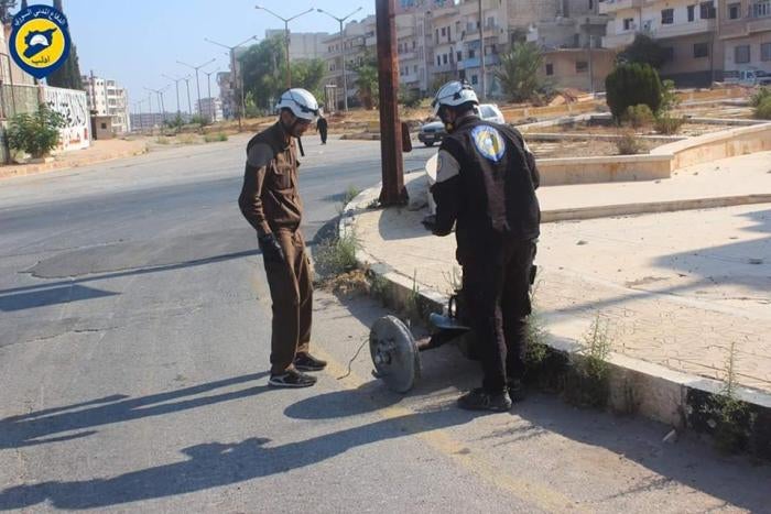 Photo showing incendiary weapon remnants in Idlib city.
