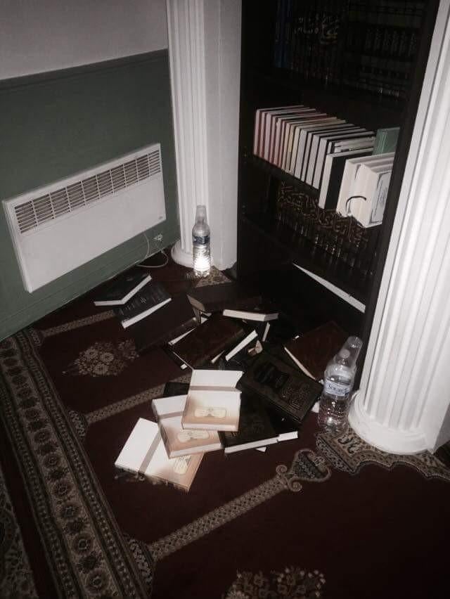 Damage to the mosque of Aubervilliers, a suburb north of Paris, during a police raid on November 17, 2015, carried out under emergency powers.