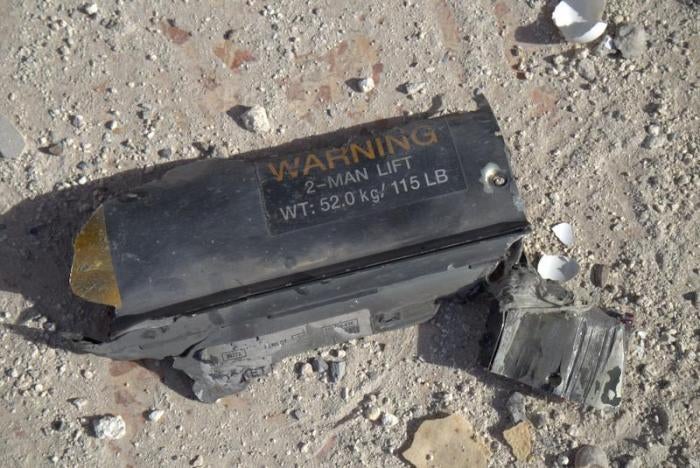 Remnants of an air-launched Hellfire missile found in the ruins of a residential house after a coalition airstrike hit the house, killing 18 civilians, including 18 children. 