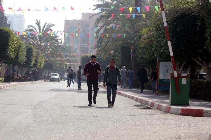 Students at the Islamic University of Gaza. 