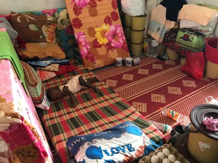 An infant detainee at Tajoura detention center, Tripoli, July 8, 2018. 