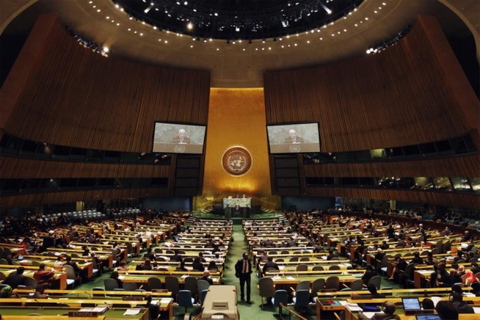 Зал Генеральной Ассамблеи ООН в штаб-квартире ООН в Нью-Йорке, 1 октября 2012.