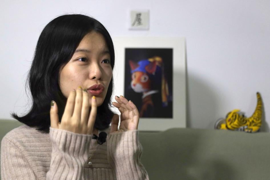 Screenwriter Zhou Xiaoxuan speaks during an interview with the Associated Press at her home in Beijing, China, on January 16, 2019, detailing her involvement in China's #MeToo movement. 