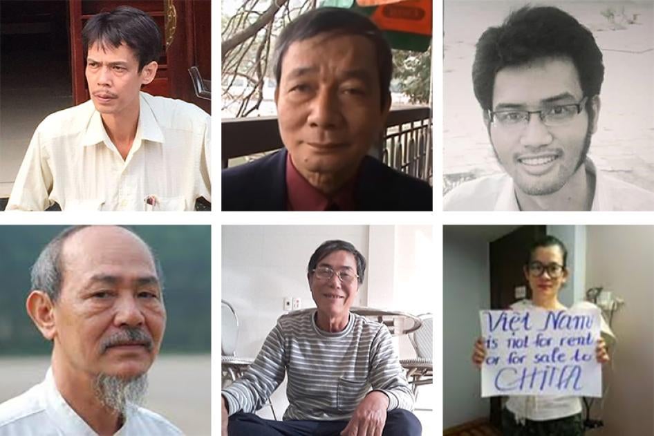 Six activistes pro-démocratie vietnamiens. 