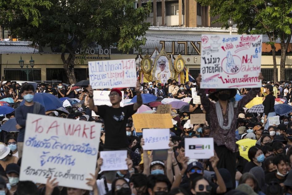 Over 10,000 people gathered in the streets around Bangkok's Democracy Monument on August 16, 2020 calling for reform in the Thai government. 