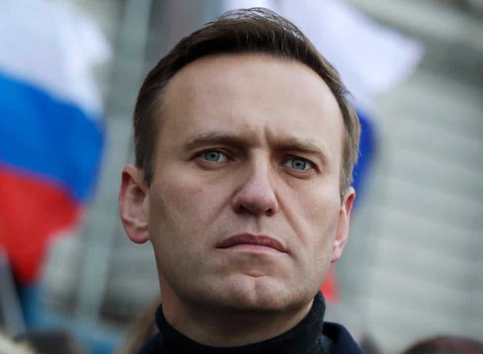 Russian opposition activist Alexei Navalny takes part in a march in memory of opposition leader Boris Nemtsov in Moscow, Russia, February 29, 2020.