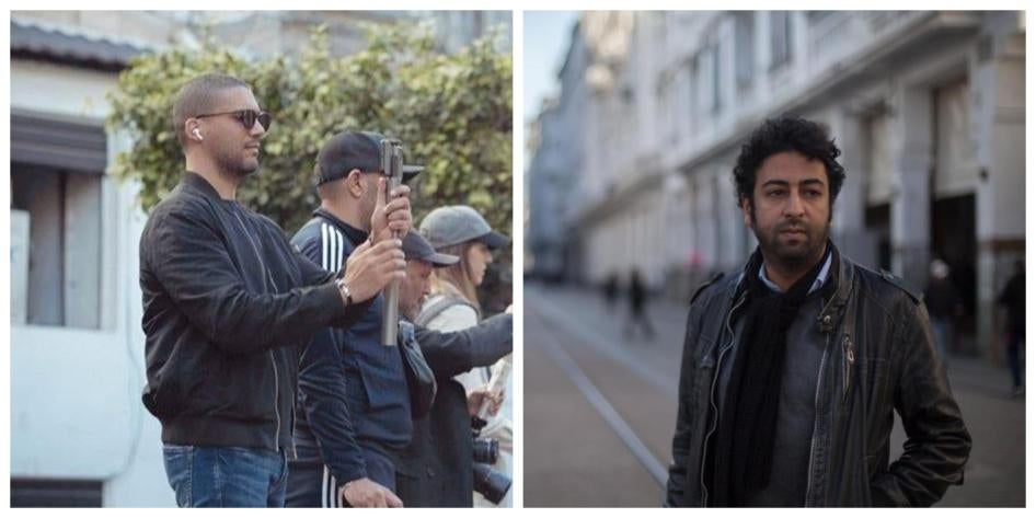Le journaliste algérien Khaled Drareni (à gauche) et le journaliste marocain Omar Radi (à droite), visés en 2020 par des poursuites dans leurs pays respectifs.