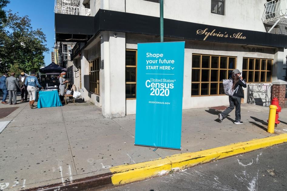 Census Drive and voter registration booths at Sylvia's Restaurant in Harlem, New York, September 22, 2020. 