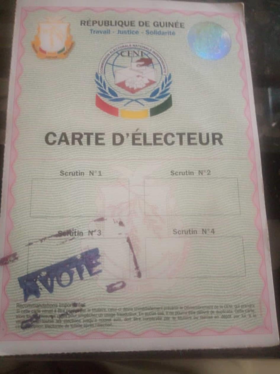 Guinea Voter Card- Elections 2020