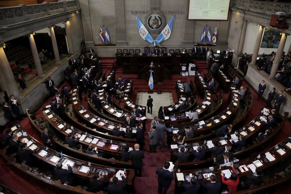 Lawmakers vote in Congress, in Guatemala City, Guatemala, on September 11, 2017.