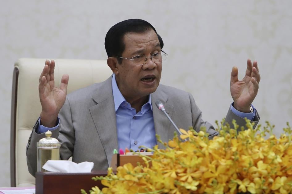 Cambodia's Prime Minister Hun Sen gives a speech in Phnom Penh, Cambodia on Thursday, January 30, 2020.