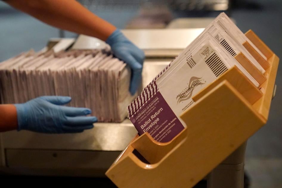 Envelopes containing ballots are shown at a San Francisco Department of Elections voting center in San Francisco, California, November 1, 2020. 