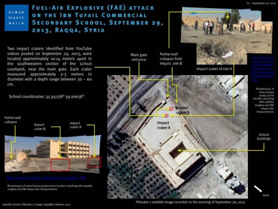 Satellite imagery analysis of Raqqa school attack.