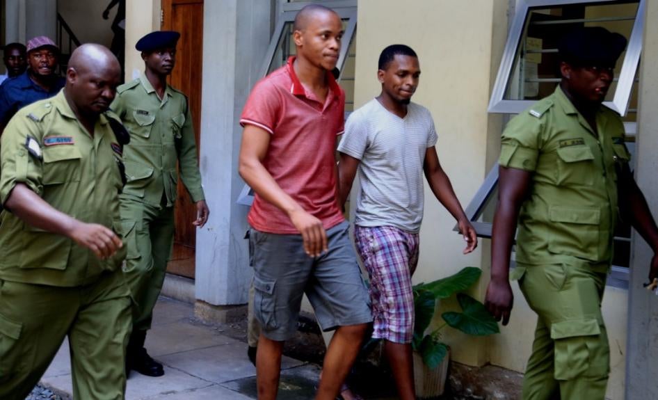 Tito Magoti and Theodory Giyani attend a court hearing in Dar es Salaam on December 24, 2019.