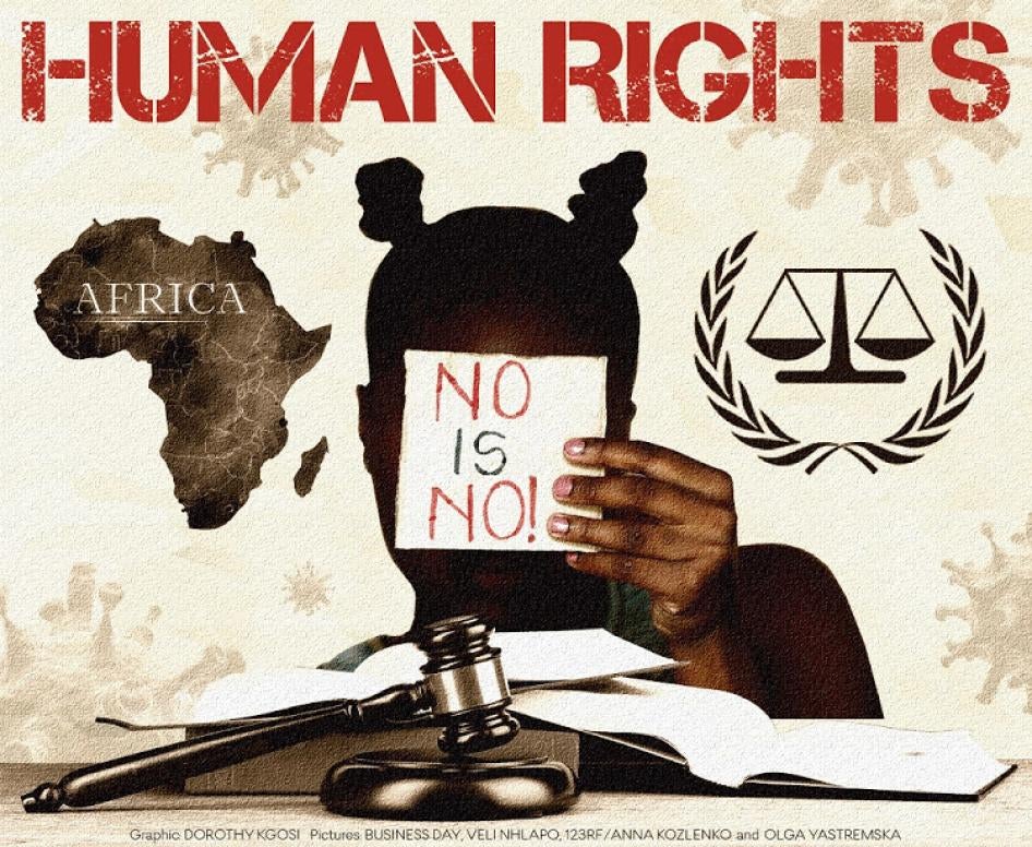 graphic poster with ICJ logo and map of Africa.