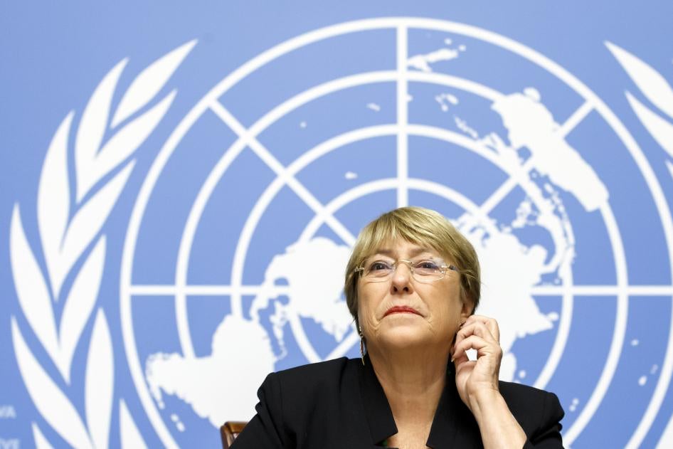 联合国人权事务高级专员米歇尔・巴切莱特（Michelle Bachelet）出席瑞士日内瓦联合国总部新闻发布会，2019年9月4日。