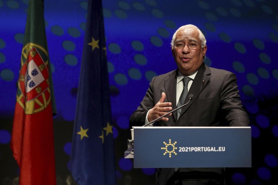 Portugal Prime Minister Antonio Costa at a press conference at the Belem Cultural Center in Lisbon, Friday, January 15, 2021.