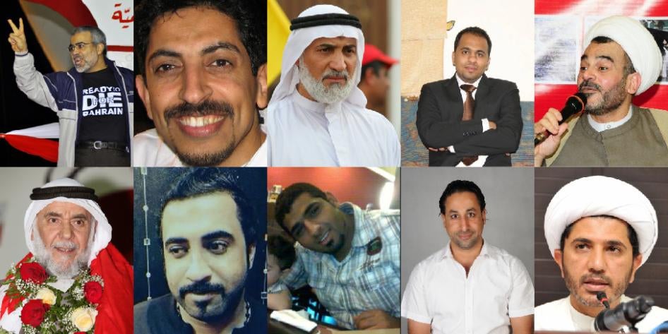 Bahraini political opposition leaders, activists, bloggers, and human rights defenders imprisoned for their roles in the 2011 pro-democracy protests.