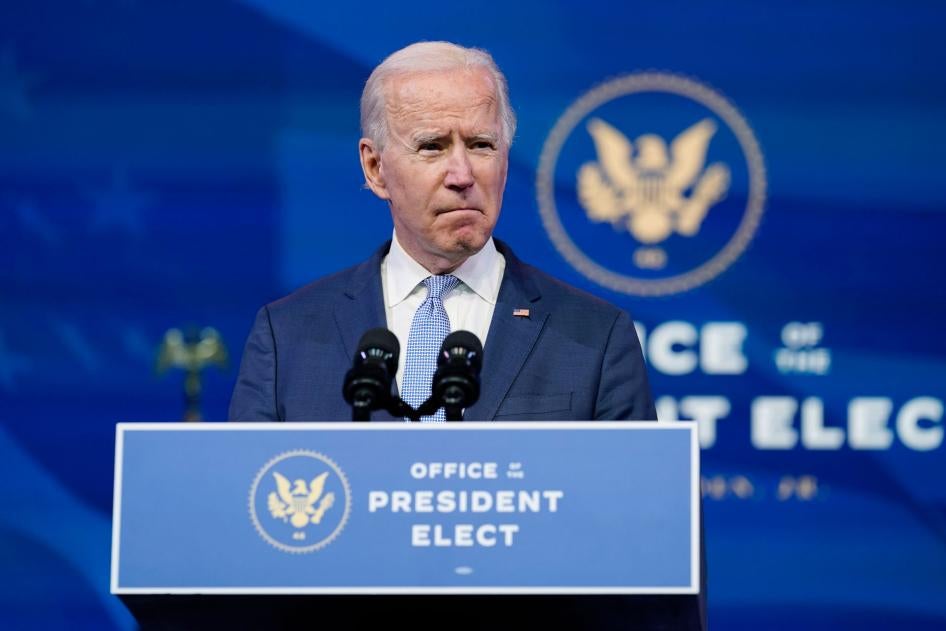 President-elect Joe Biden speaks at The Queen theater in Wilmington, Delaware, January 6, 2021. 