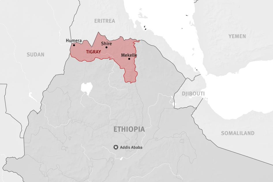 Carte de l'Éthiopie, montrant la région du Tigré dans le nord du pays.