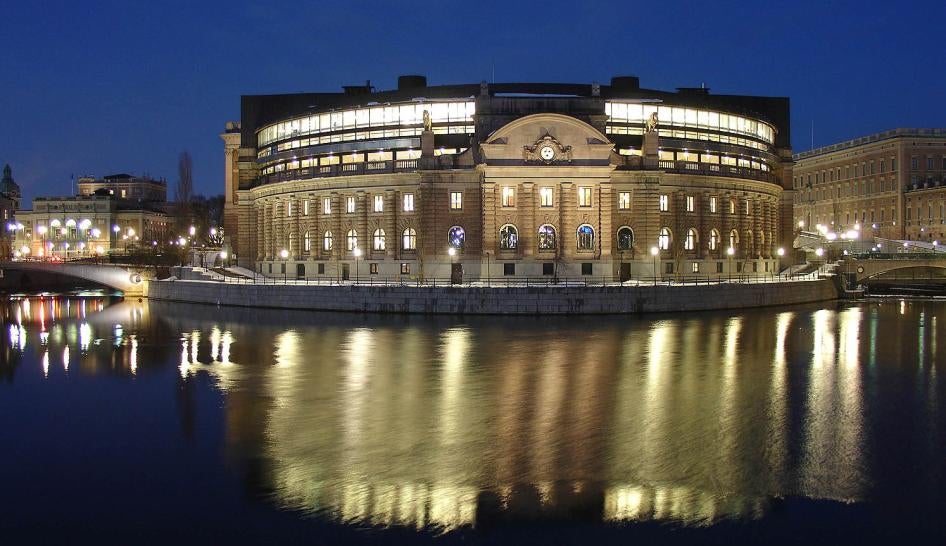 Vy över Sveriges parlament (riksdag) i Stockholm den 9 april 2006.