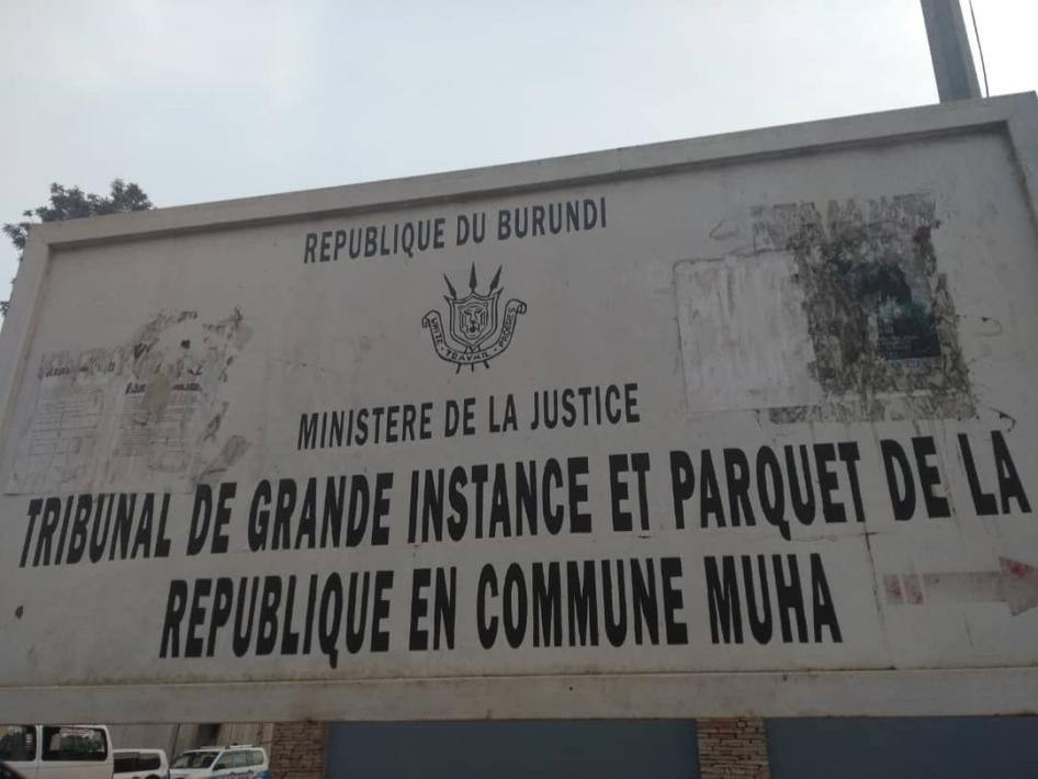 Sign outside the Muha High Court in Bujumbura, Burundi.