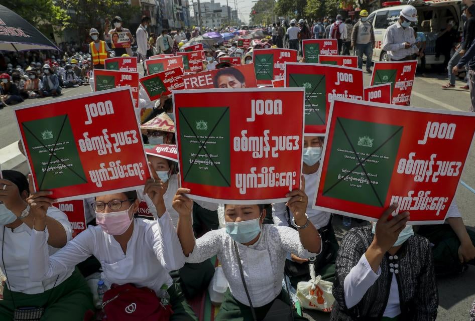 Anti-coup protesters stage a sit-in demonstration, Mandalay, Myanmar, February 24, 2021.