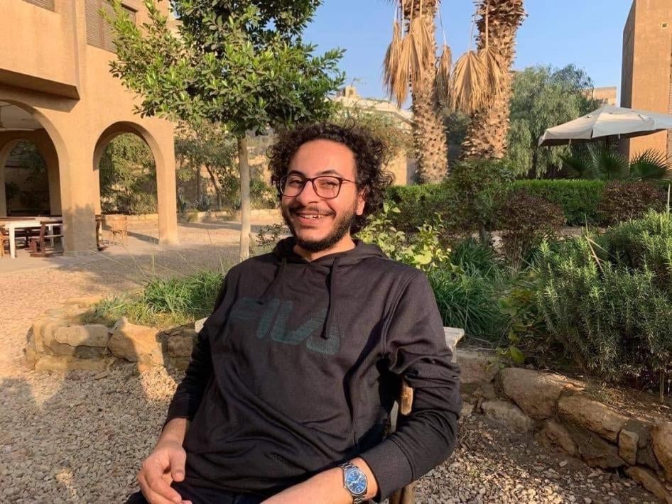 Ahmed Samir Santawy, an anthropology master’s student at Central European University (CEU) detained in February 2021.