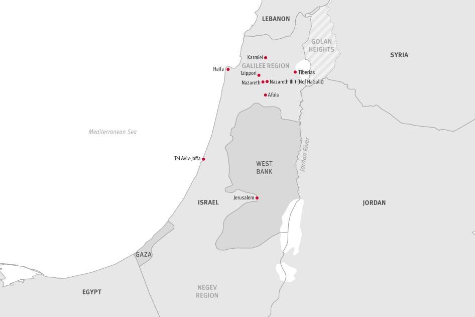 Overview map of Israel and Palestine
