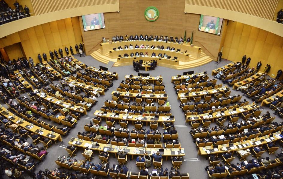 Delegates attend the opening session of the 33rd African Union (AU) Summit at the AU headquarters in Addis Ababa, Ethiopia on Feb. 9, 2020.