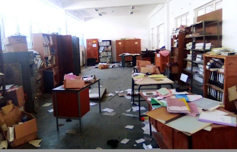 Damaged room at Atse Yohannes high school in Mekelle, Tigray. 